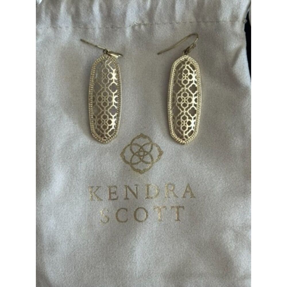 Kendra Scott Addie Gold Filigree Drop Earrings With Dust Pouch